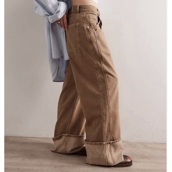 We The Free Denim - We the Free Final Countdown Low Rise Cuffed Boyfriend Jeans Baggy Wide Leg Sz 32